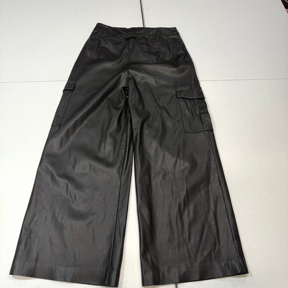 Ronny Kobo Wide Leg Cargo Pants faux leather black  size 10 - Picture 8 of 10